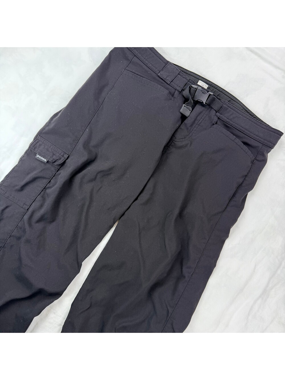 prAna Breathe Cargo Pants Mens Med 30x31 Black Built In Belt Hiking Climbing